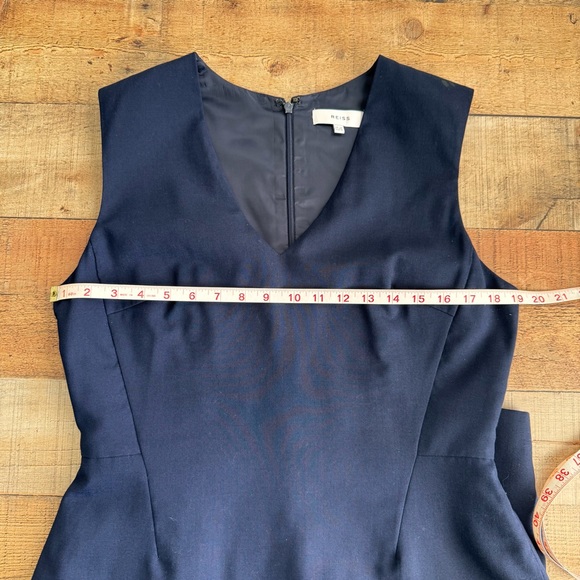 REISS Tailored V-Neck Faulkner Dress Navy Blue Size 10 - Picture 8 of 9